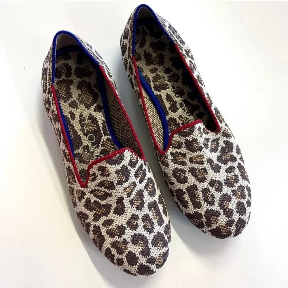Rothy's Flats Size 10 The Loafer in Mocha Spot Leopard Slip On Mobwife Edgy